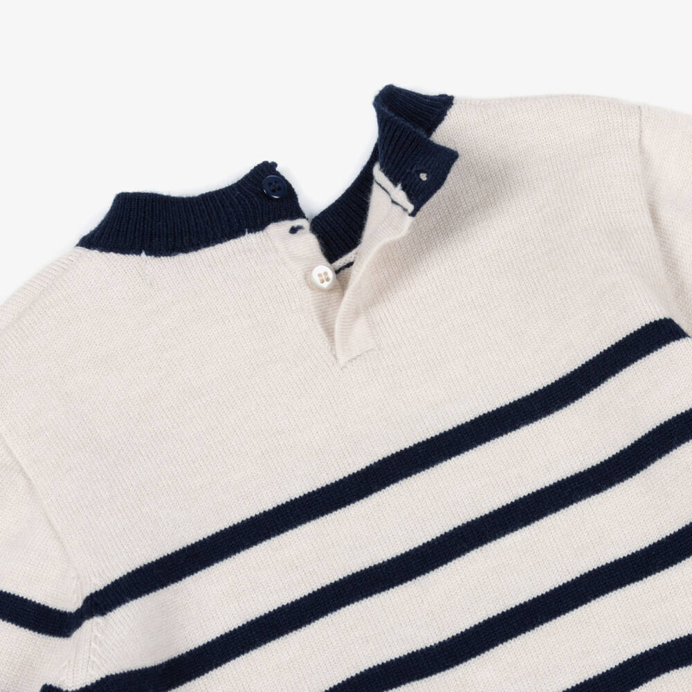 Mayoral-Girls Blue & Ivory Striped KnittedTrouser Set | Childrensalon Outlet