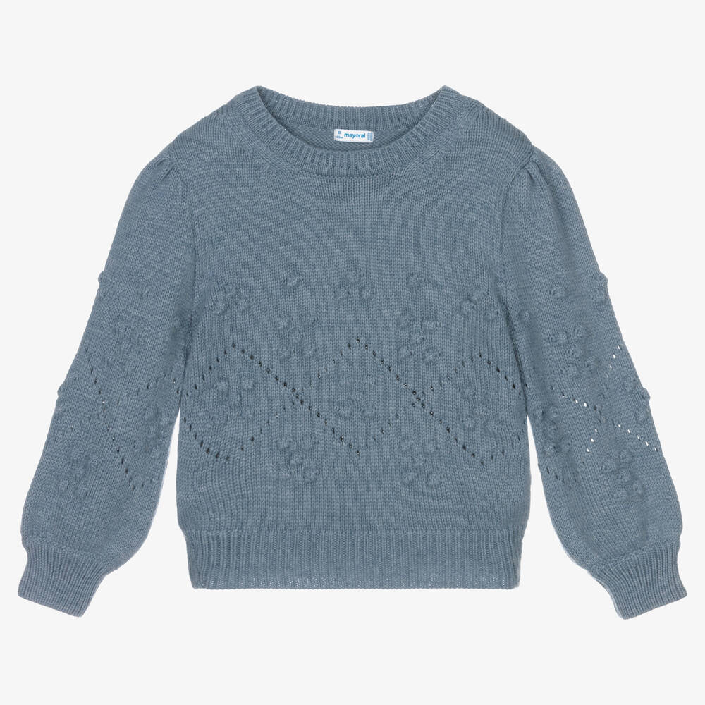 Mayoral - Girls Blue Knit Sweater | Childrensalon
