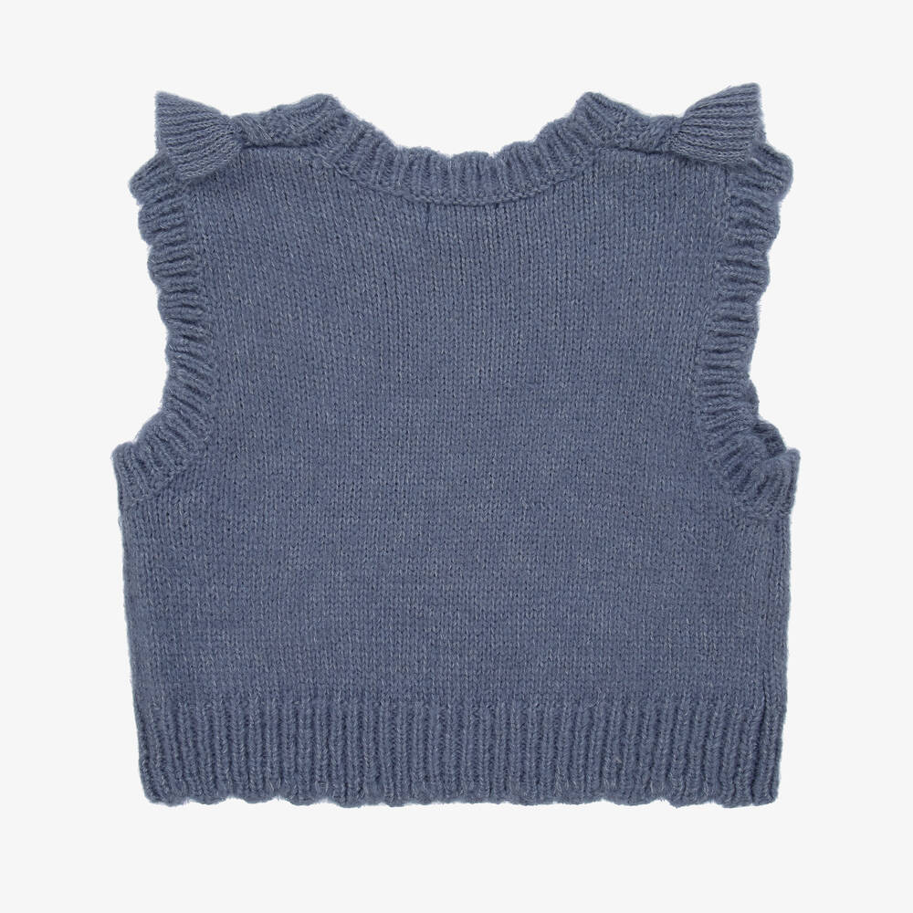 Mayoral-Girls Blue Knitted Sweater Vest | Childrensalon Outlet