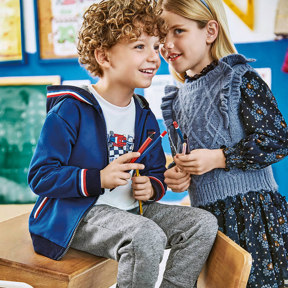 Mayoral-Girls Blue Knitted Sweater Vest | Childrensalon Outlet