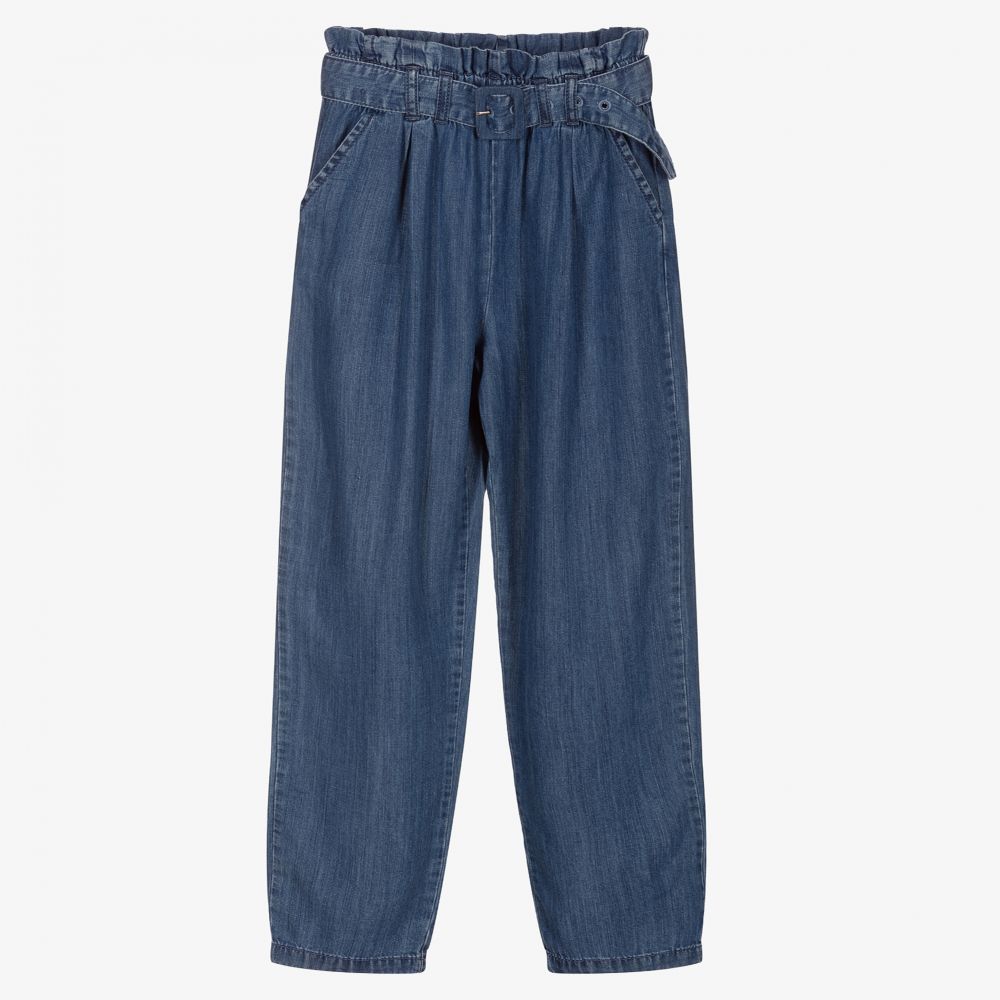 Mayoral-Girls Blue Lyocell Trousers | Childrensalon Outlet