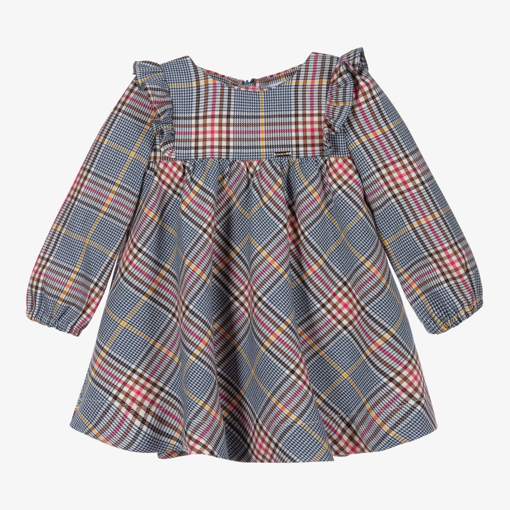 Mayoral - Girls Blue & Pink Check Dress | Childrensalon