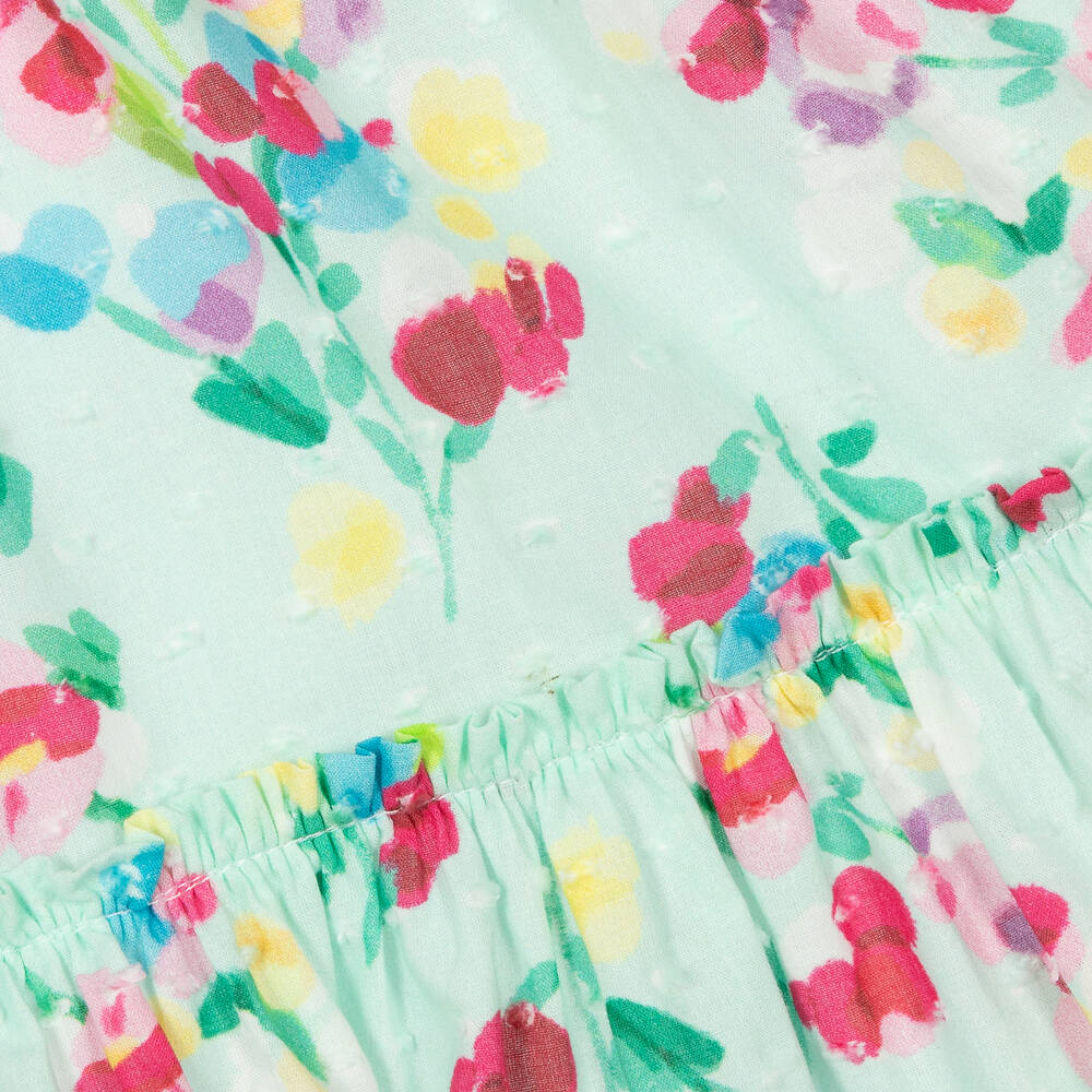 Mayoral-Розово-голубое хлопковое платье с цветами | Childrensalon Outlet