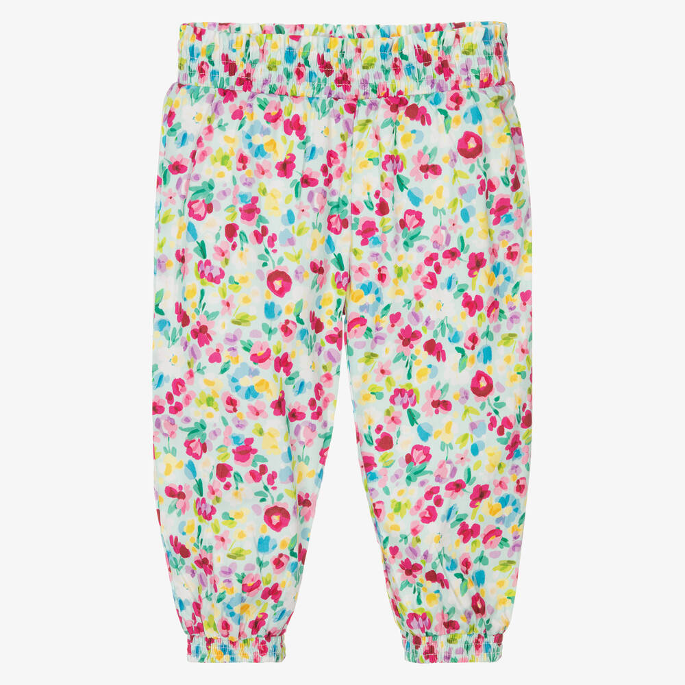 Mayoral - Розово-голубые брюки в цветочек | Childrensalon