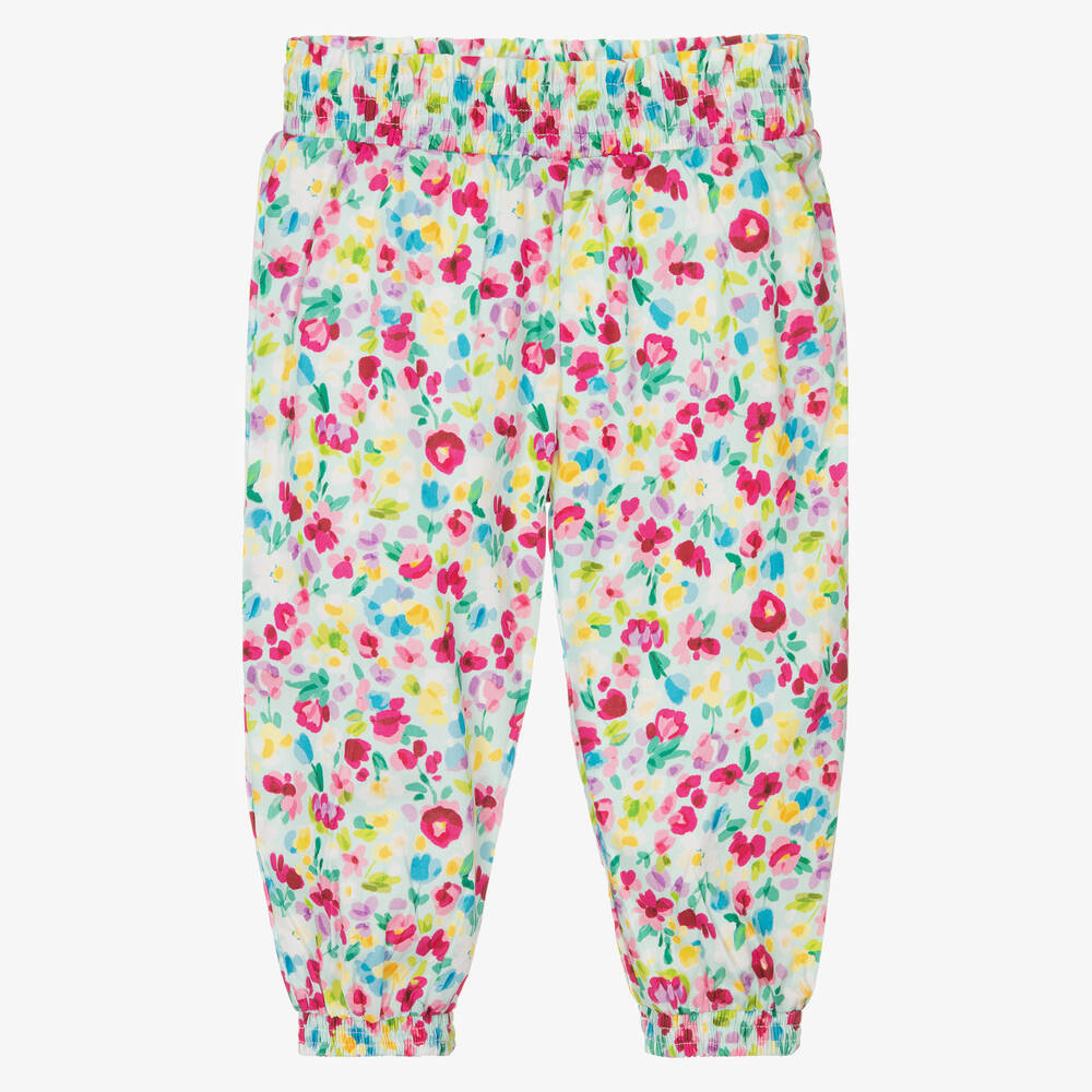 Mayoral - Girls Blue & Pink Floral Trousers | Childrensalon