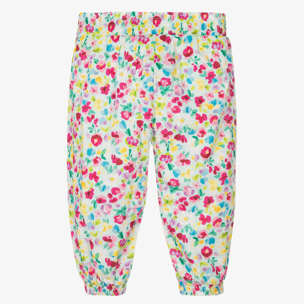 مايورال-بنطلون قطن لون أزرق وزهري بطبعة ورود | Childrensalon Outlet