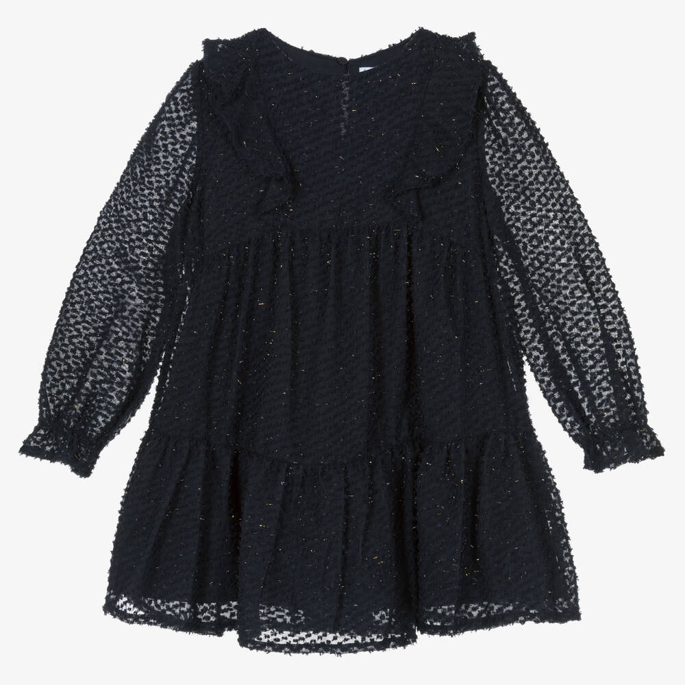 Mayoral-Girls Blue Plumeti Chiffon Dress | Childrensalon Outlet