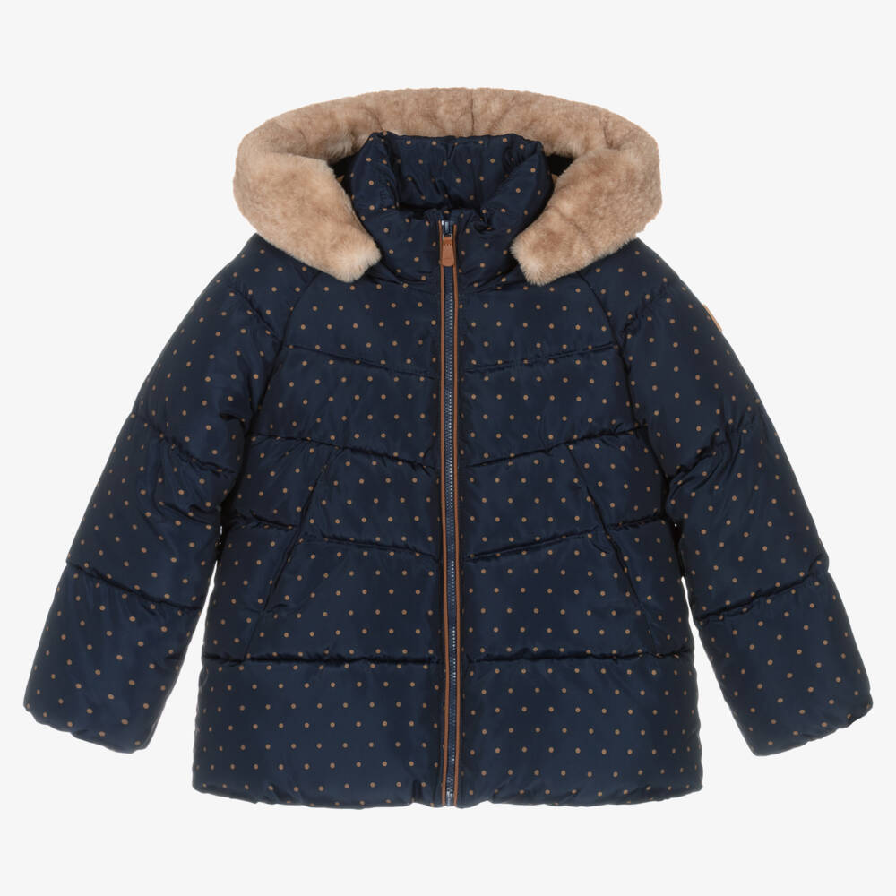 Mayoral-Girls Blue Polka Dot Jacket | Childrensalon Outlet
