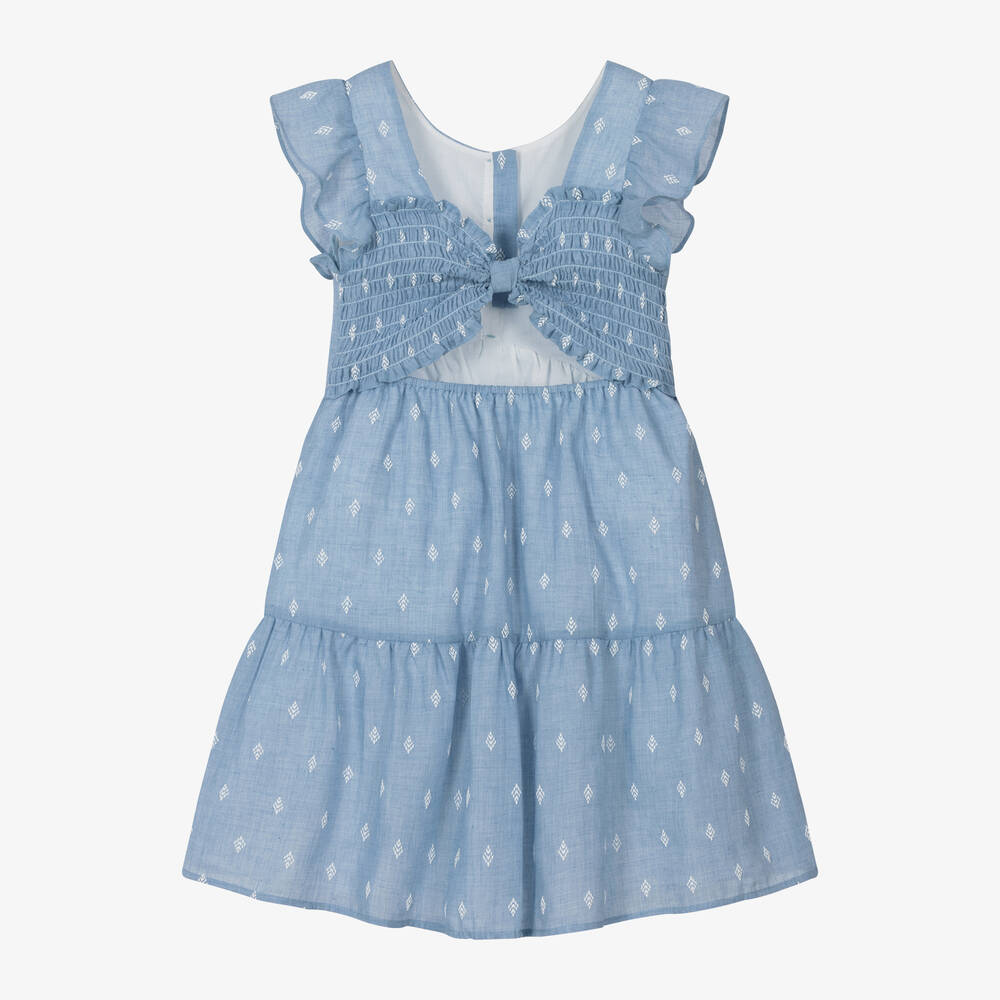 Mayoral-Girls Blue Printed Dress | Childrensalon Outlet