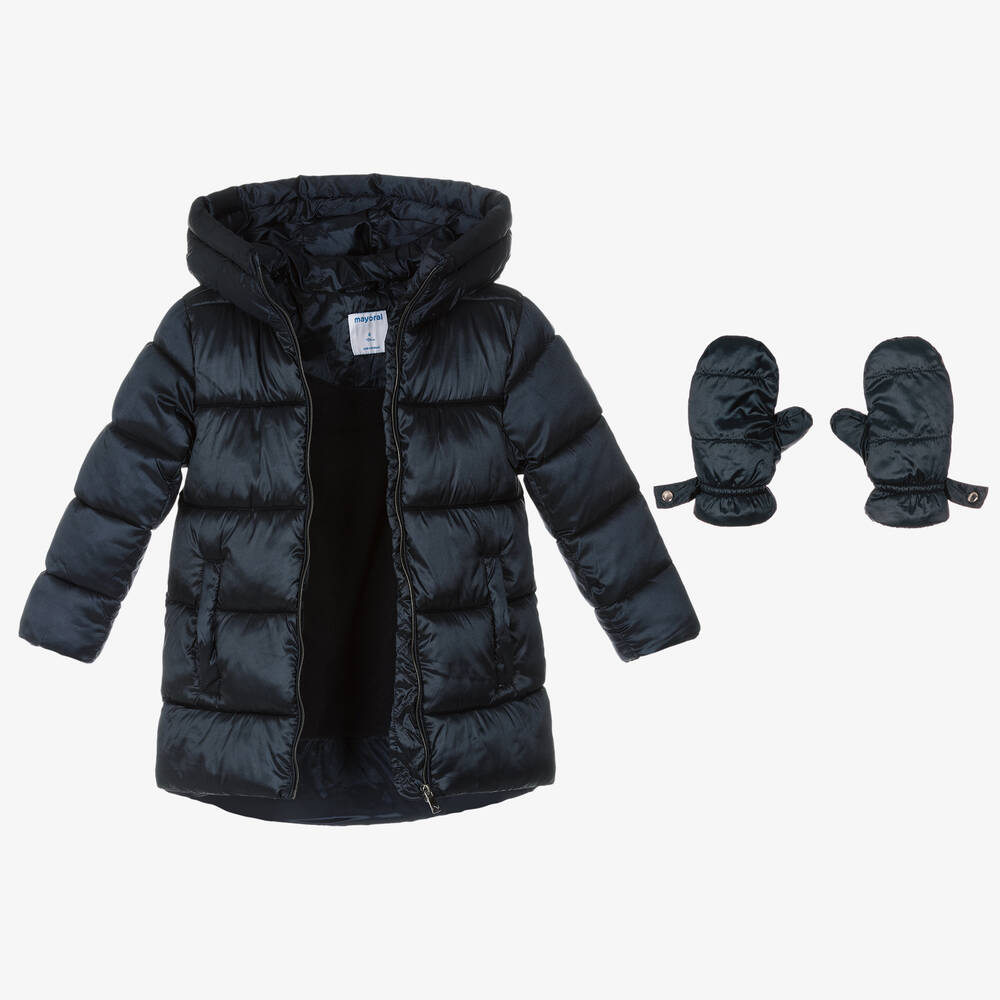 Mayoral-Girls Blue Puffer Coat  | Childrensalon Outlet