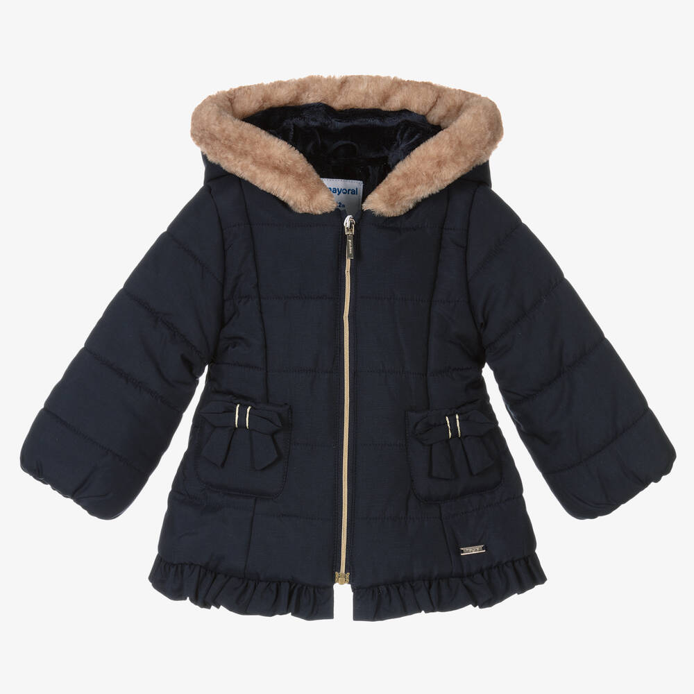 Mayoral - Girls Blue Puffer Coat | Childrensalon