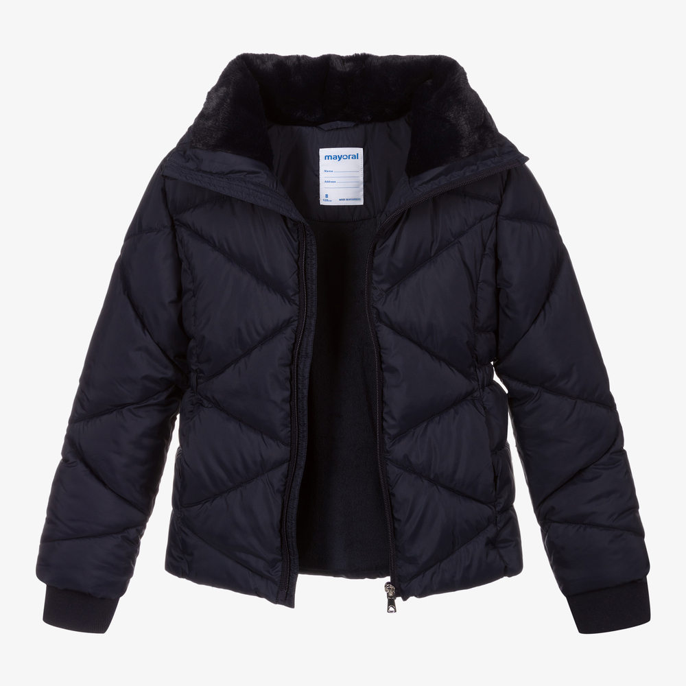 Mayoral-Girls Blue Puffer Jacket | Childrensalon Outlet