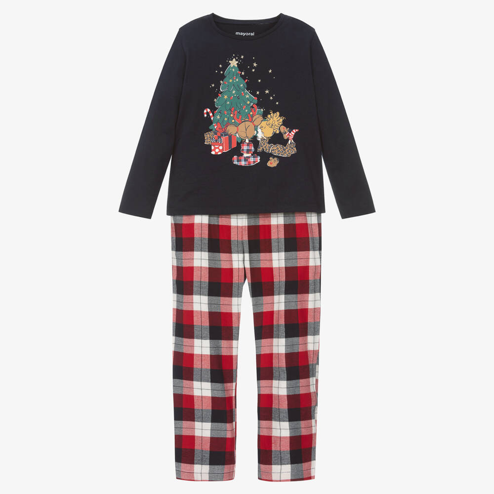 Mayoral - Pyjama de Noël coton bleu et rouge | Childrensalon
