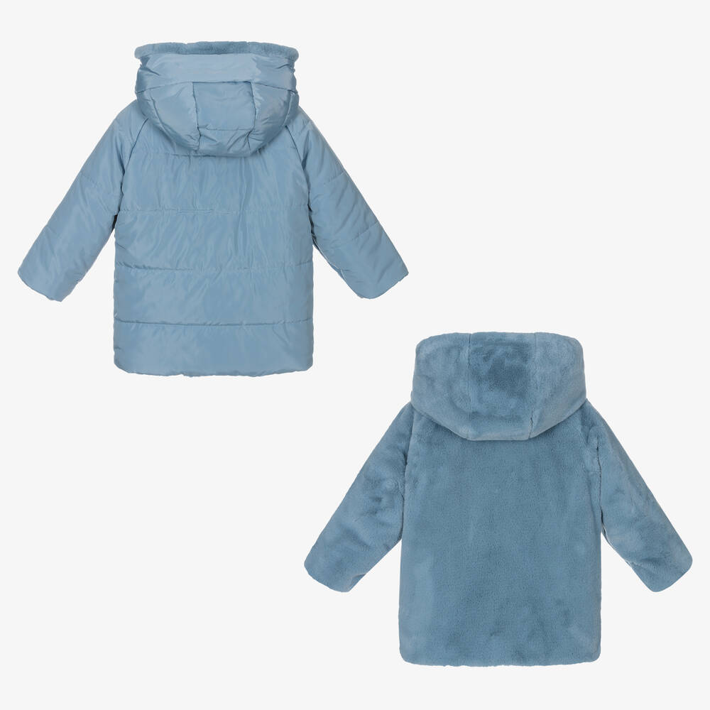 Mayoral-Голубое двустороннее пальто для девочек | Childrensalon Outlet