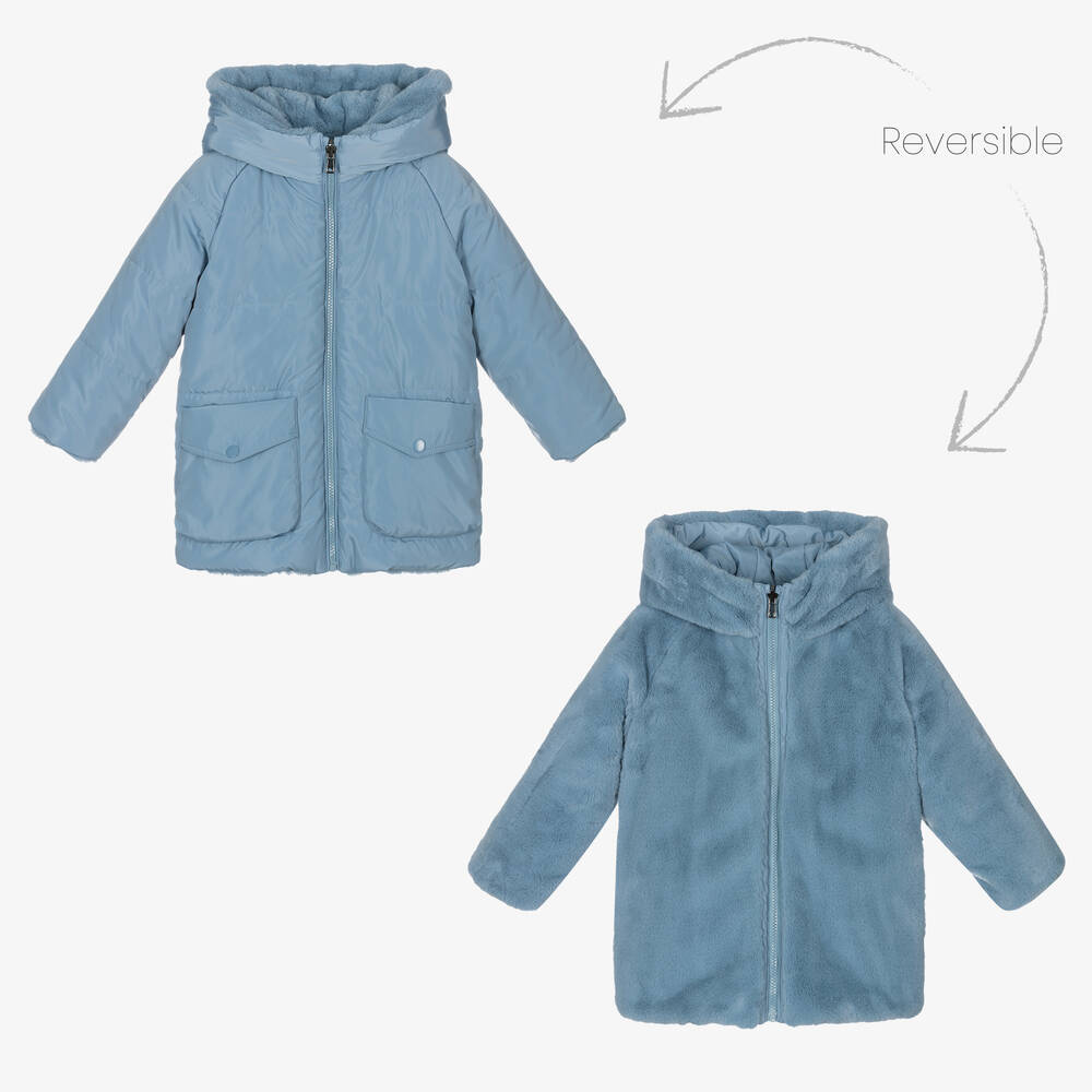 Mayoral - Manteau réversible bleu Fille | Childrensalon