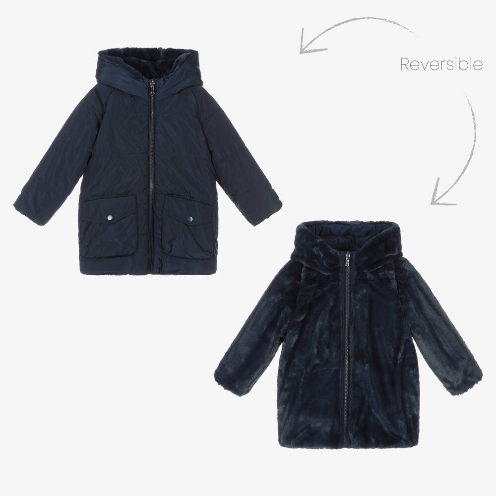 Mayoral - Manteau bleu réversible fille | Childrensalon