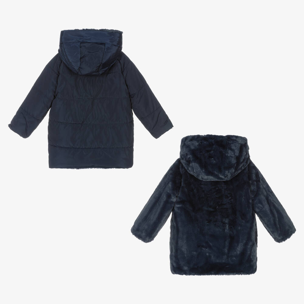 Mayoral-Синее двустороннее пальто для девочек | Childrensalon Outlet