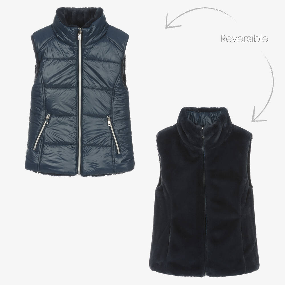 Mayoral - Girls Blue Reversible Gilet | Childrensalon