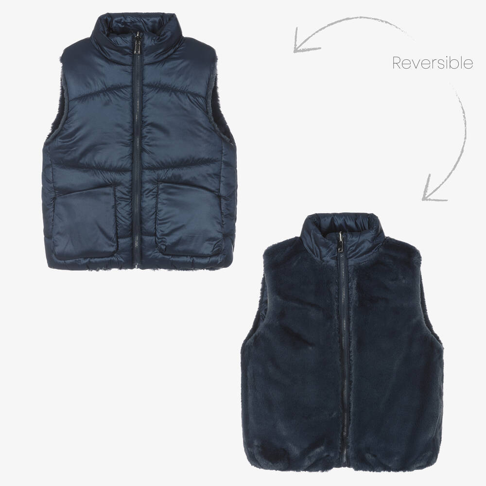 Mayoral - Girls Blue Reversible Gilet | Childrensalon