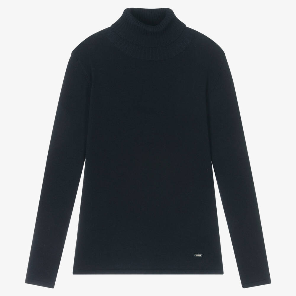 Mayoral-Girls Blue Roll Neck Sweater | Childrensalon Outlet