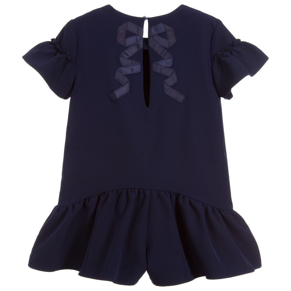 Mayoral - Girls Blue Ruffle Playsuit | Childrensalon Outlet