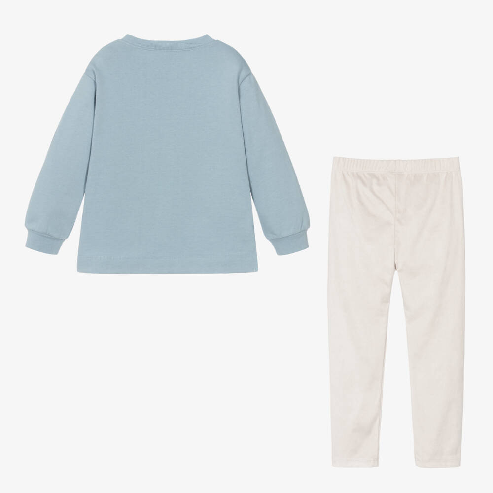 مايورال-طقم ليقنز مزين بترتر لون أزرق للبنات | Childrensalon Outlet