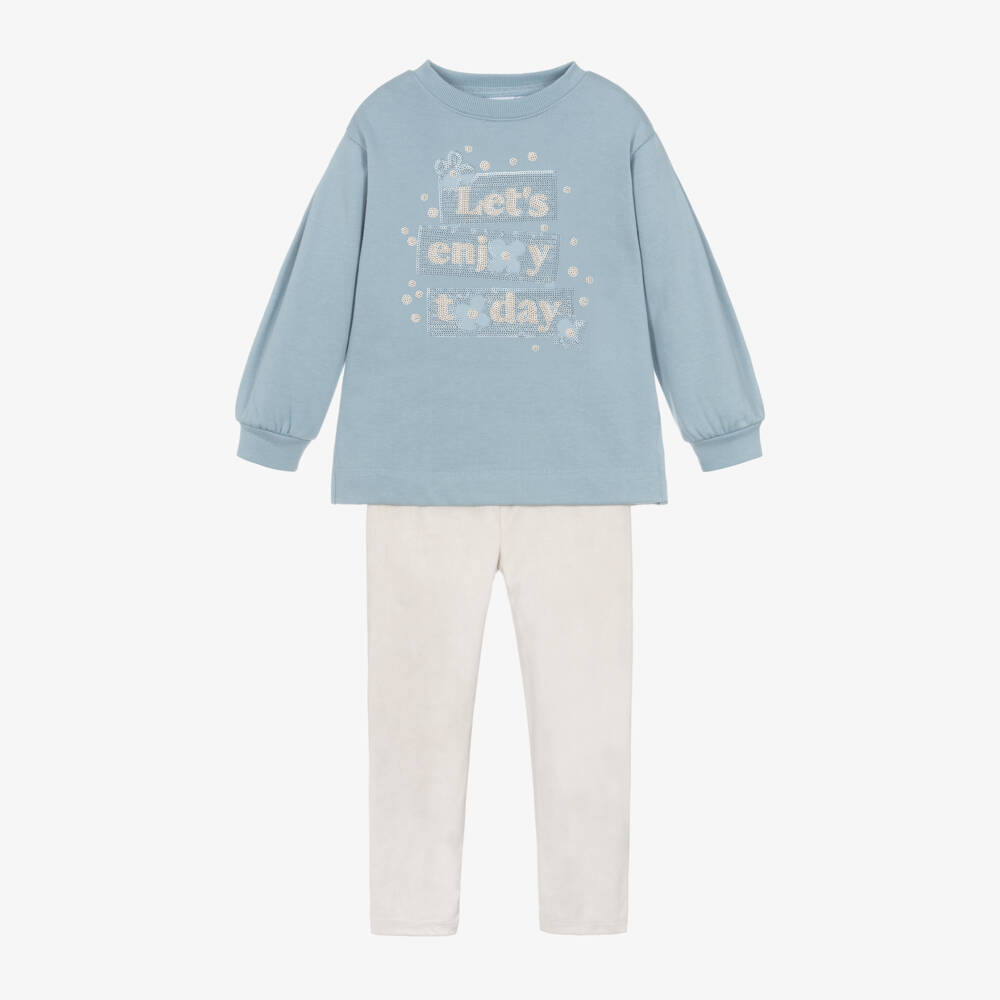 Mayoral-Girls Blue Sequin Top and Leggings | Childrensalon Outlet