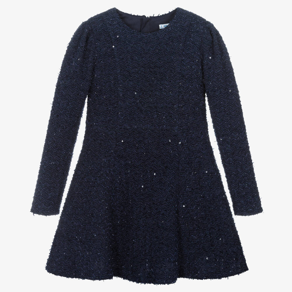 Mayoral - Girls Blue Sequinned Dress | Childrensalon