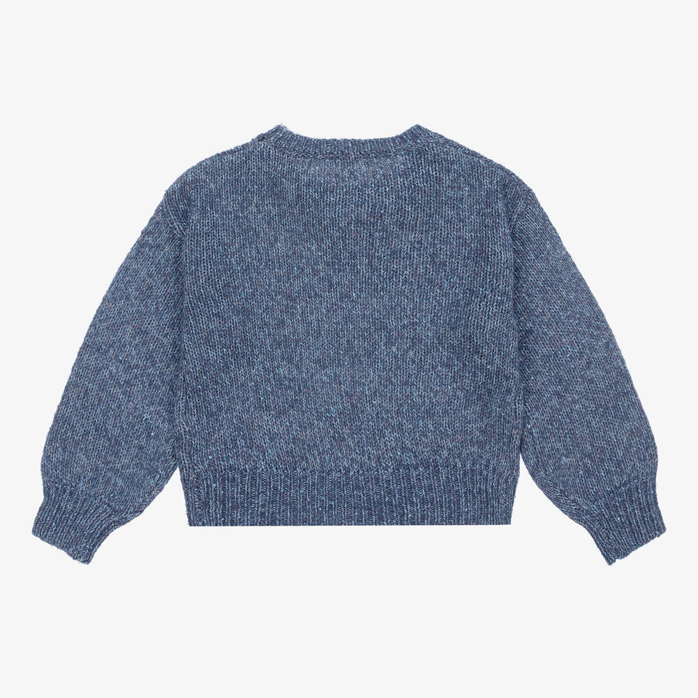 Mayoral-Girls Blue Sequinned Knitted Sweater | Childrensalon Outlet