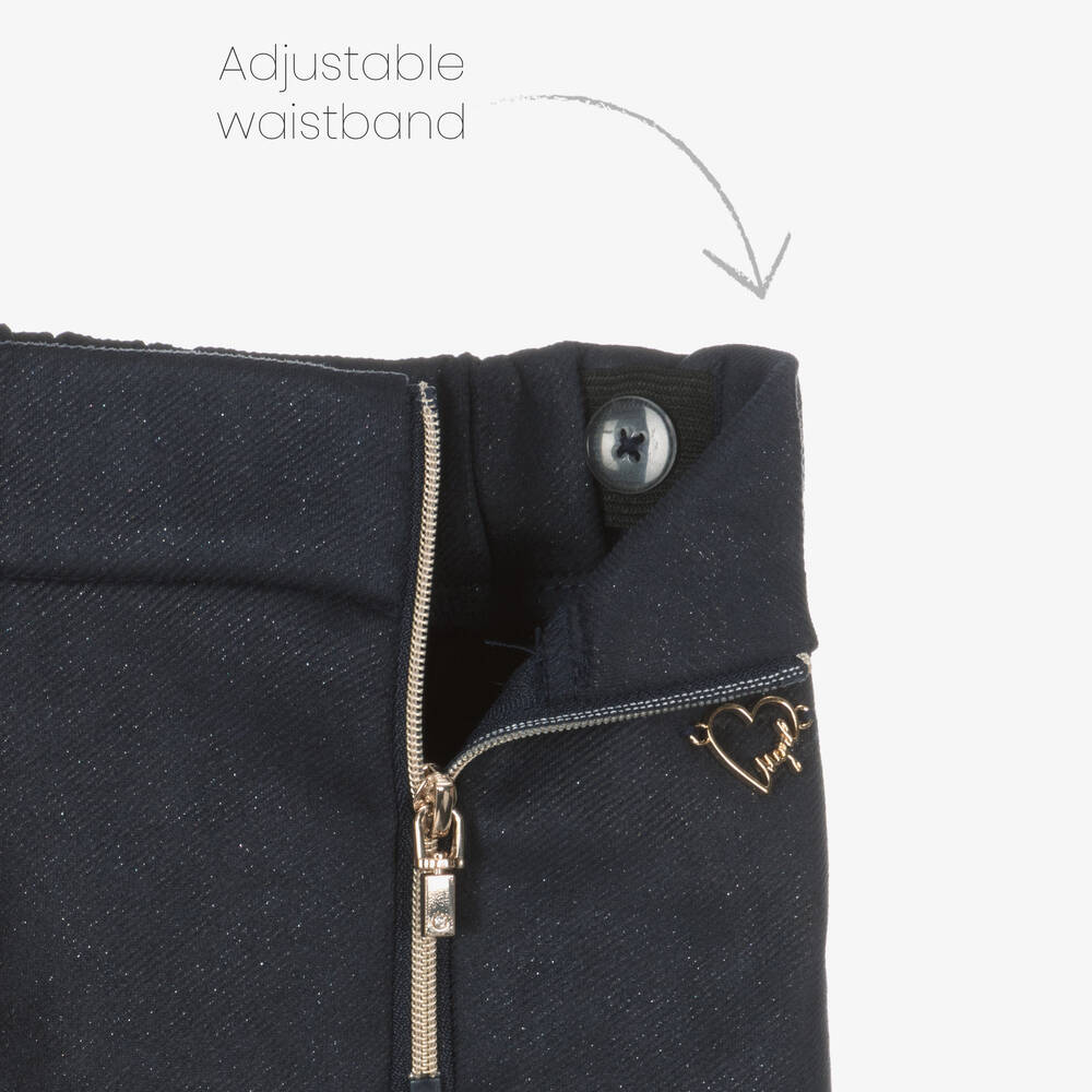 Mayoral-Girls Blue Sparkly Slim Fit Trousers | Childrensalon Outlet