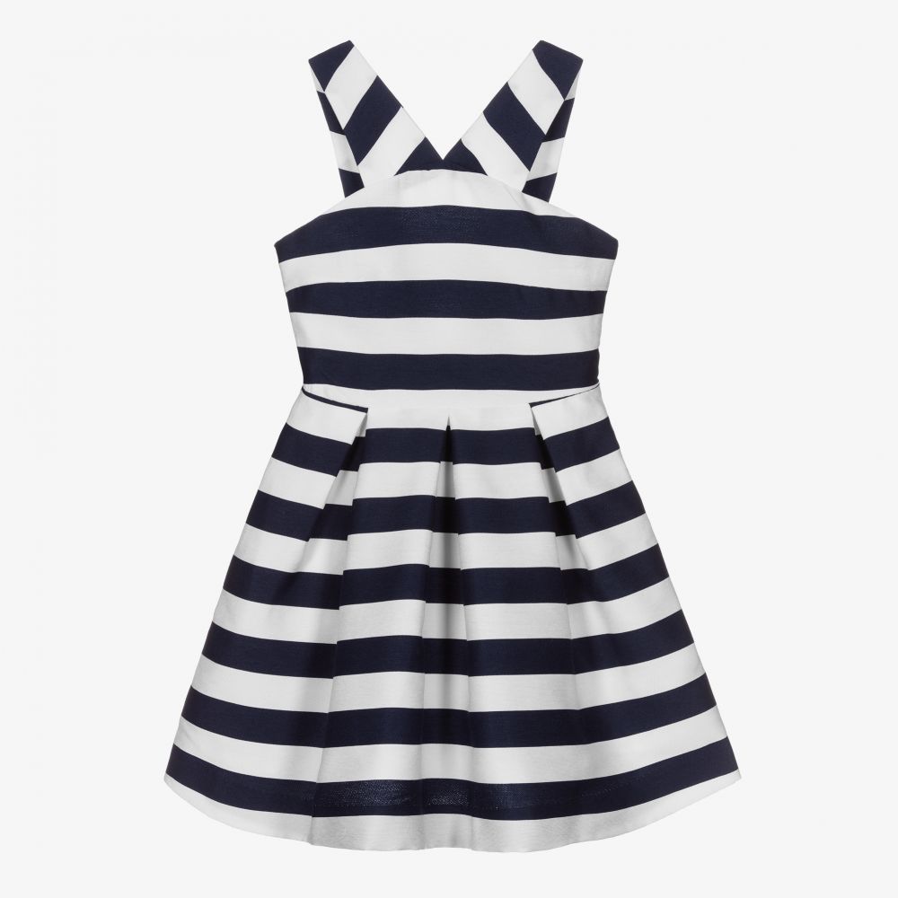 Girls blue and white 2025 striped dress