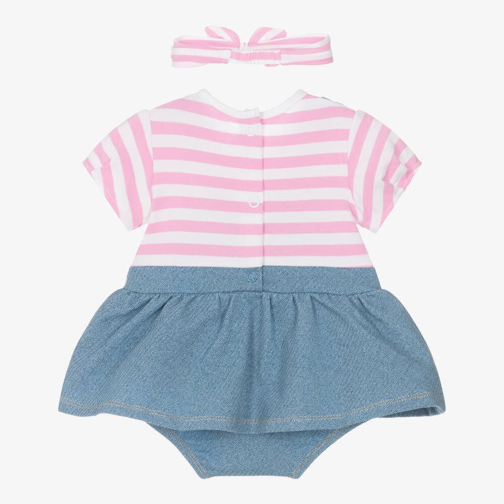 Mayoral Newborn-Girls Blue Striped Dress & Headband Set | Childrensalon Outlet