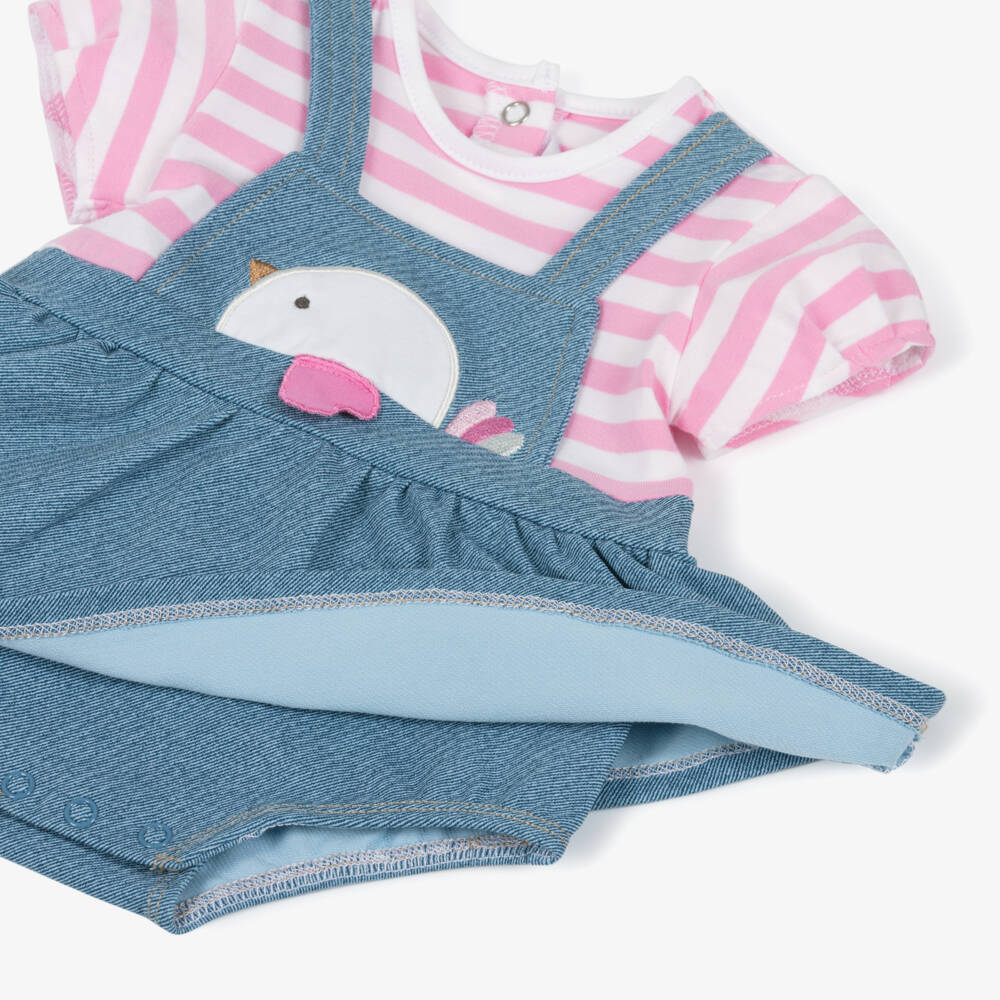 Mayoral Newborn-Girls Blue Striped Dress & Headband Set | Childrensalon Outlet