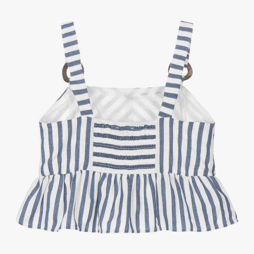 Mayoral-Girls Blue Striped Sleeveless Top | Childrensalon Outlet