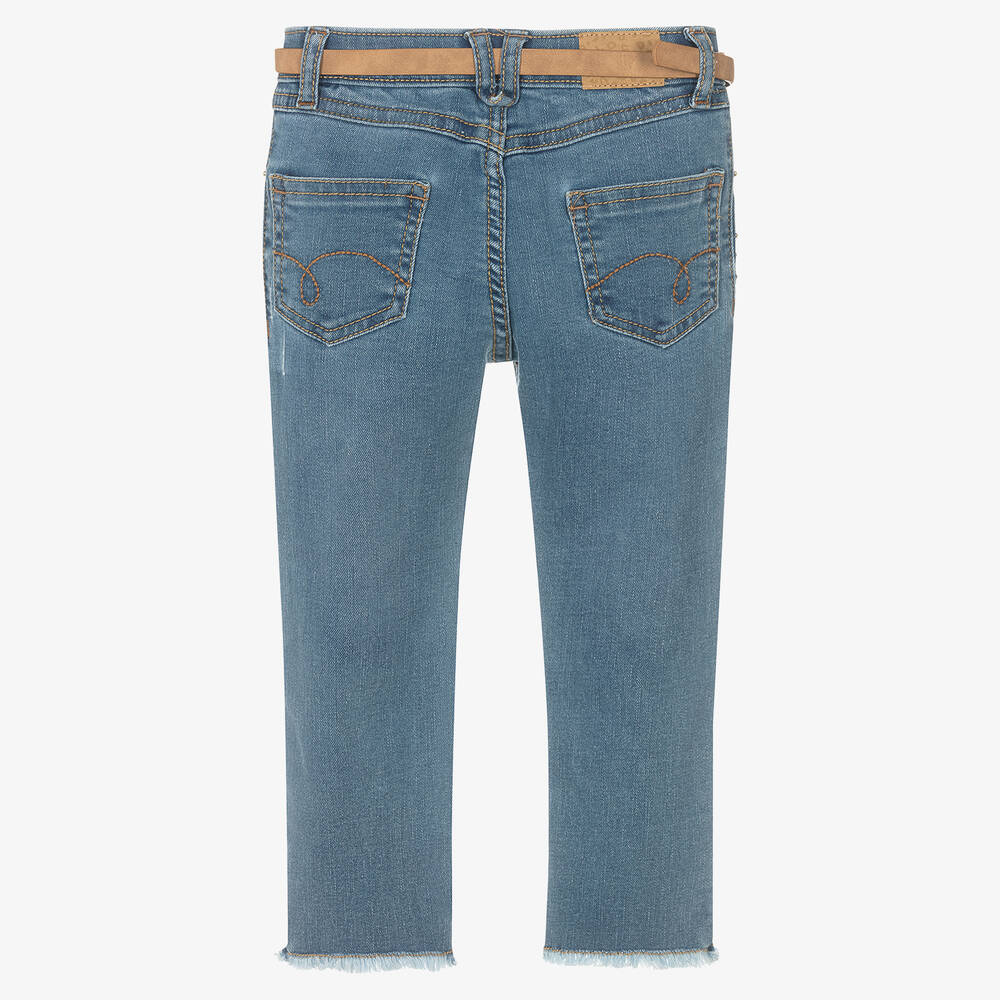 Mayoral-Girls Blue Studded Denim Jeans | Childrensalon Outlet