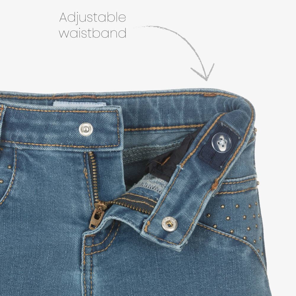 Mayoral-Girls Blue Studded Denim Jeans | Childrensalon Outlet