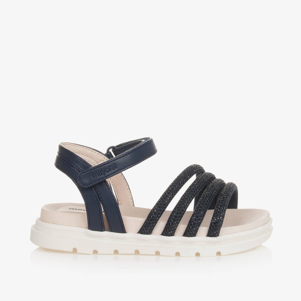 Mayoral-Girls Blue Studded Strap Sandals | Childrensalon Outlet