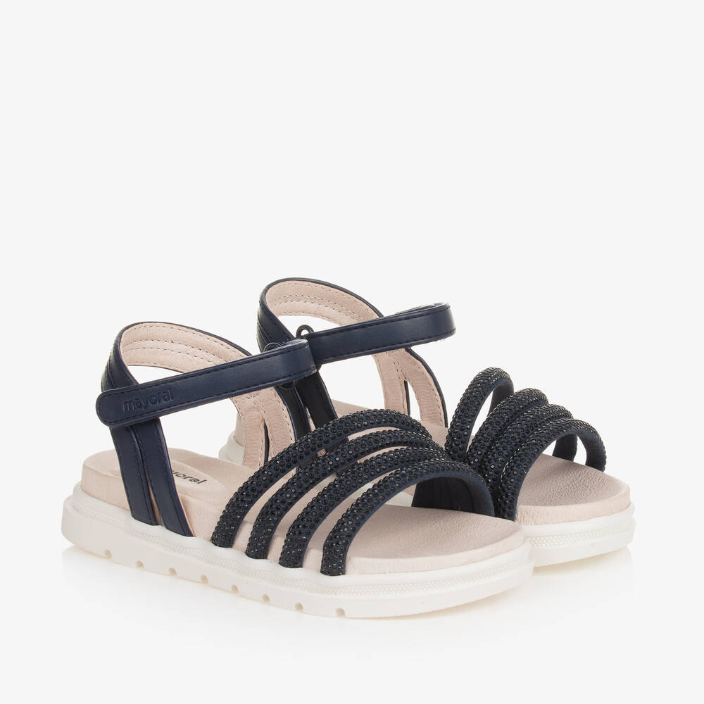 Mayoral-Girls Blue Studded Strap Sandals | Childrensalon Outlet
