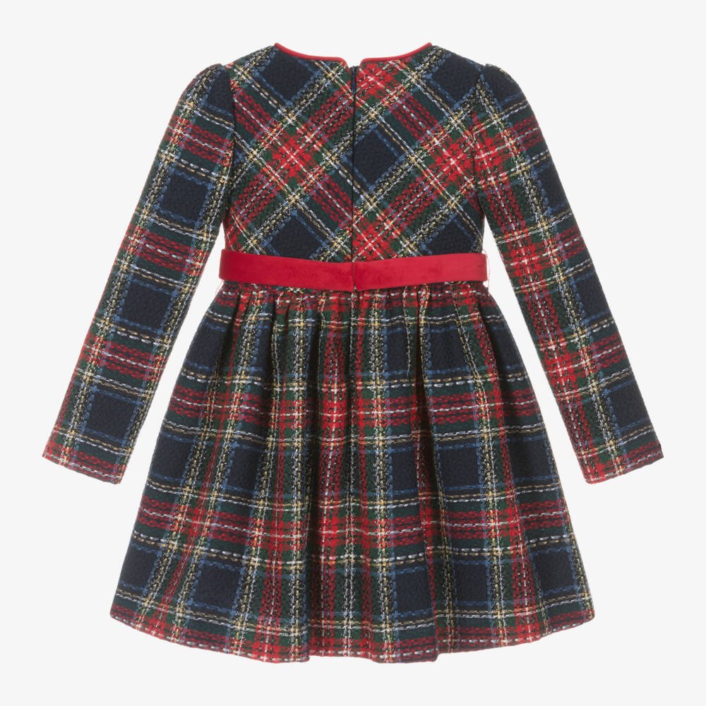 Mayoral-Girls Blue Tartan Tweed Frock | Childrensalon Outlet