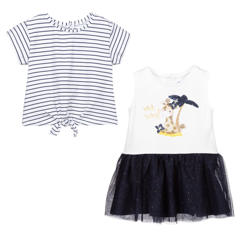 Mayoral-Girls Blue Top & Dress Set | Childrensalon Outlet