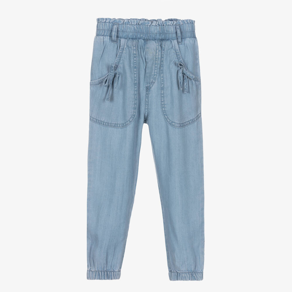 Mayoral-بنطلون بحزام ليوسيل تويل لون أزرق للبنات | Childrensalon Outlet