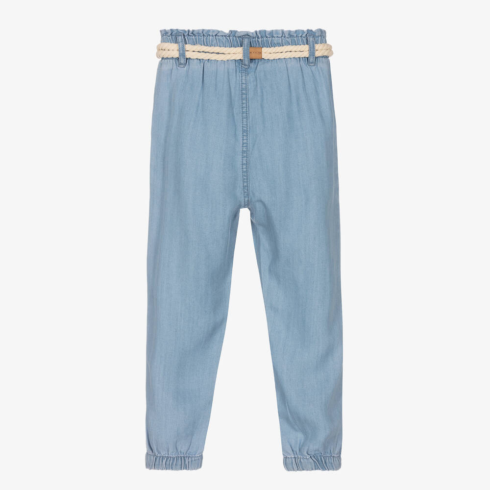 Mayoral-بنطلون بحزام ليوسيل تويل لون أزرق للبنات | Childrensalon Outlet