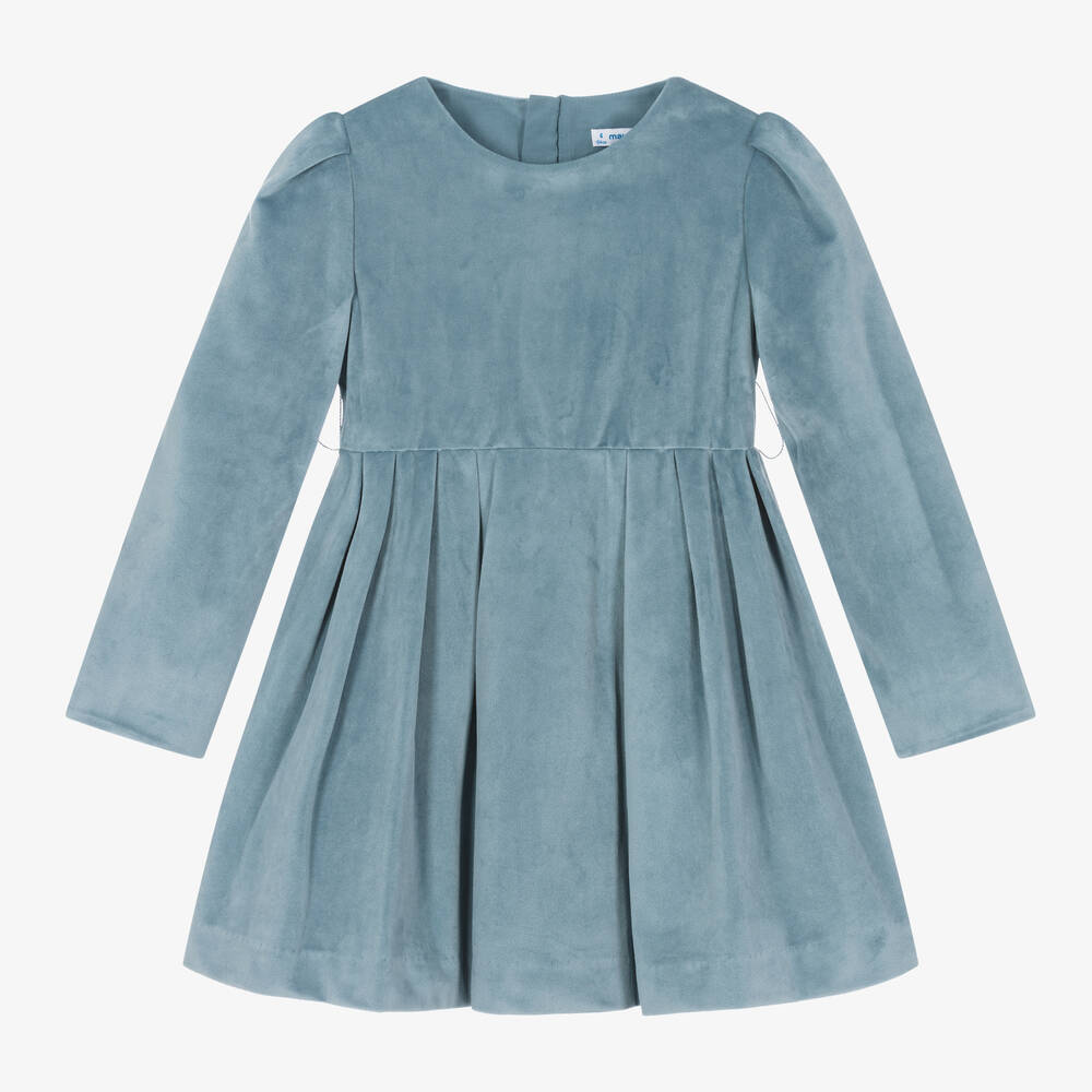 Mayoral-Girls Blue Velvet Dress | Childrensalon Outlet