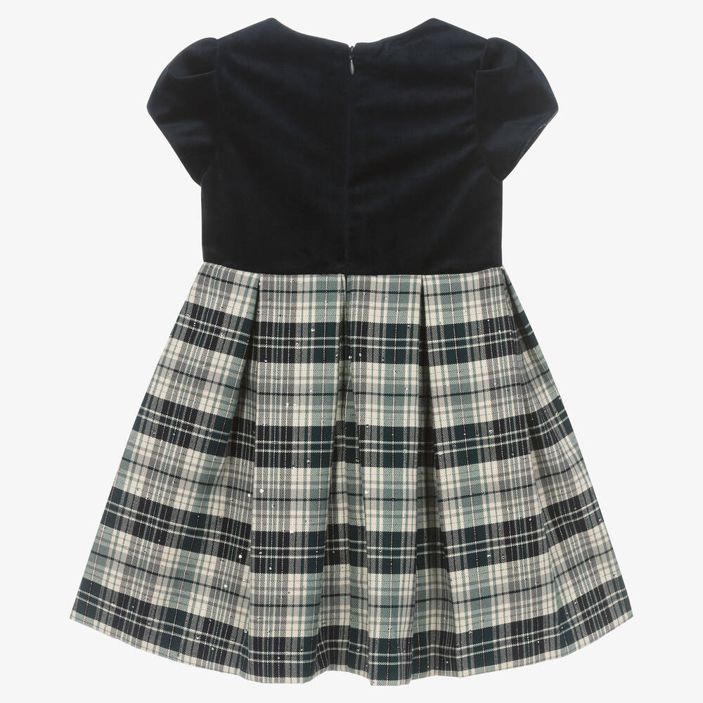 Mayoral-Синее бархатное платье в клетку | Childrensalon Outlet