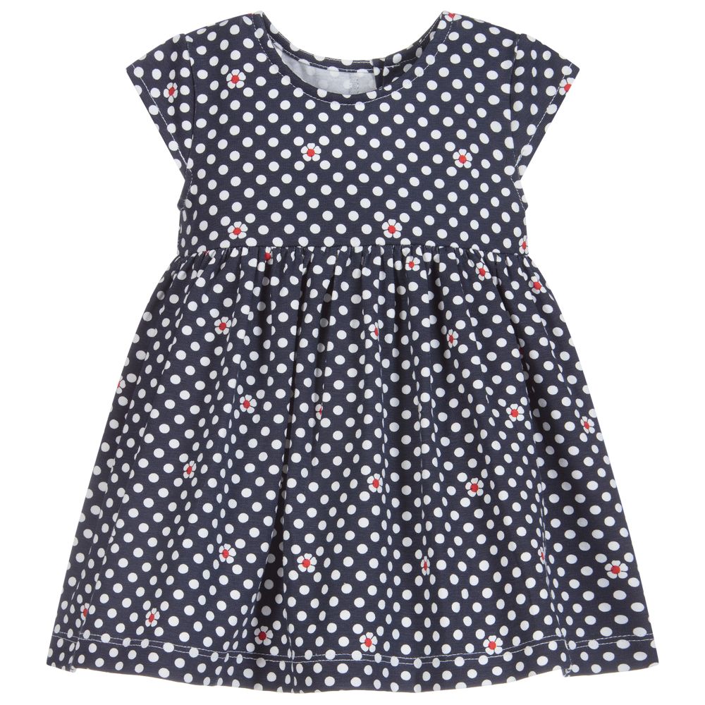 Mayoral - Girls Blue & White Dots Dress | Childrensalon