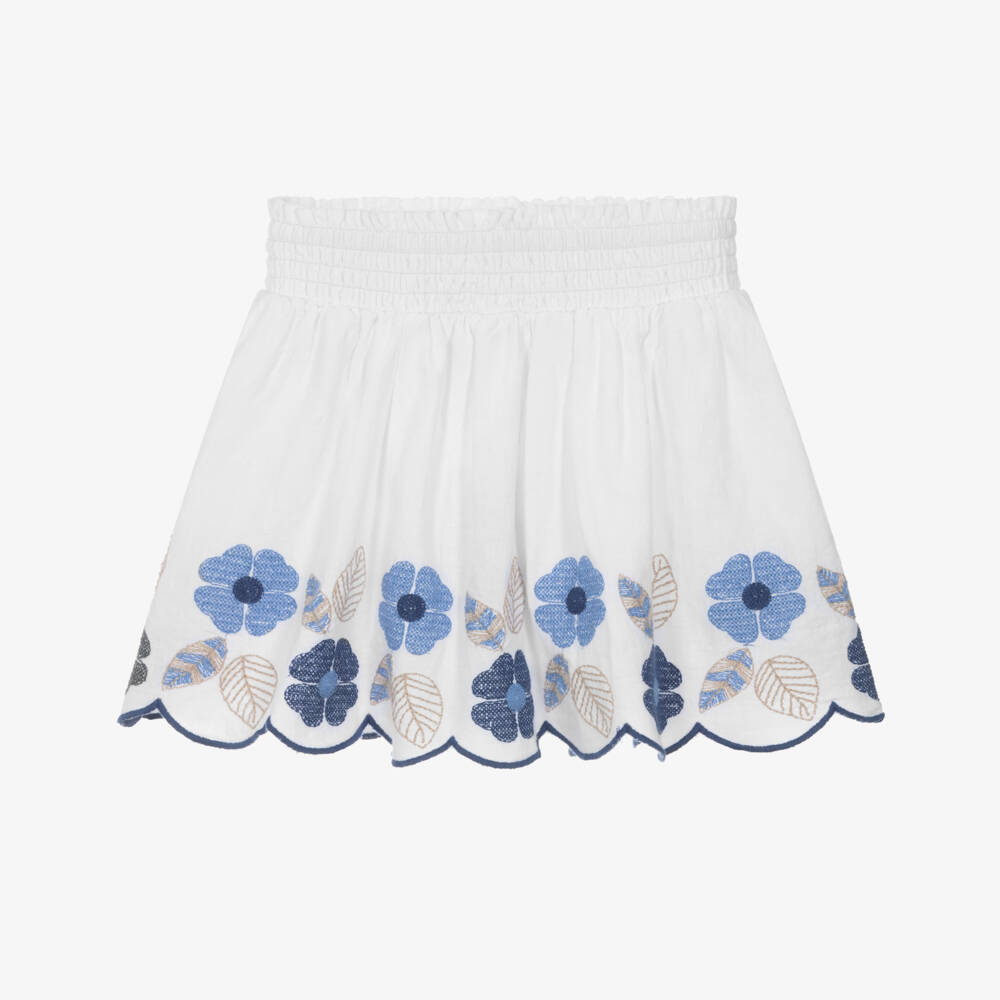 Mayoral-Girls Blue & White Floral Skirt | Childrensalon Outlet