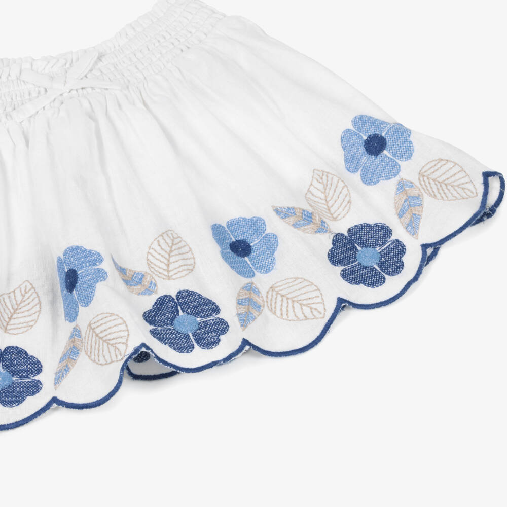 Mayoral-Girls Blue & White Floral Skirt | Childrensalon Outlet
