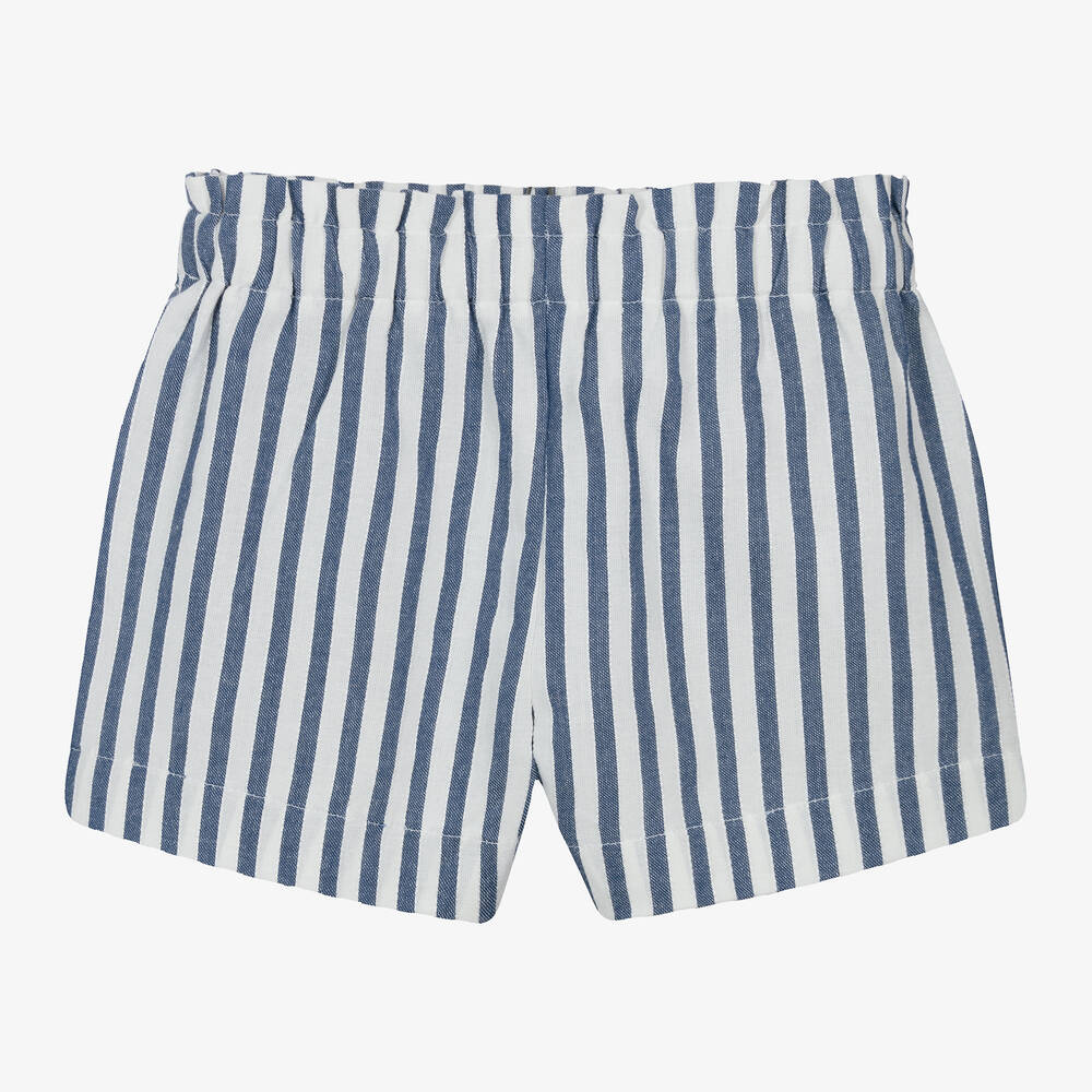 Mayoral-Girls Blue & White Striped Shorts | Childrensalon Outlet