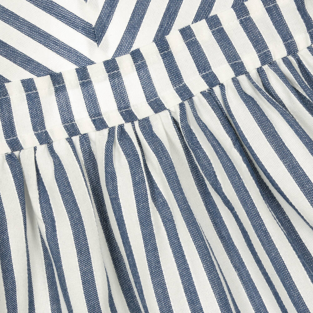 Mayoral-Girls Blue & White Striped Viscose Dress | Childrensalon Outlet