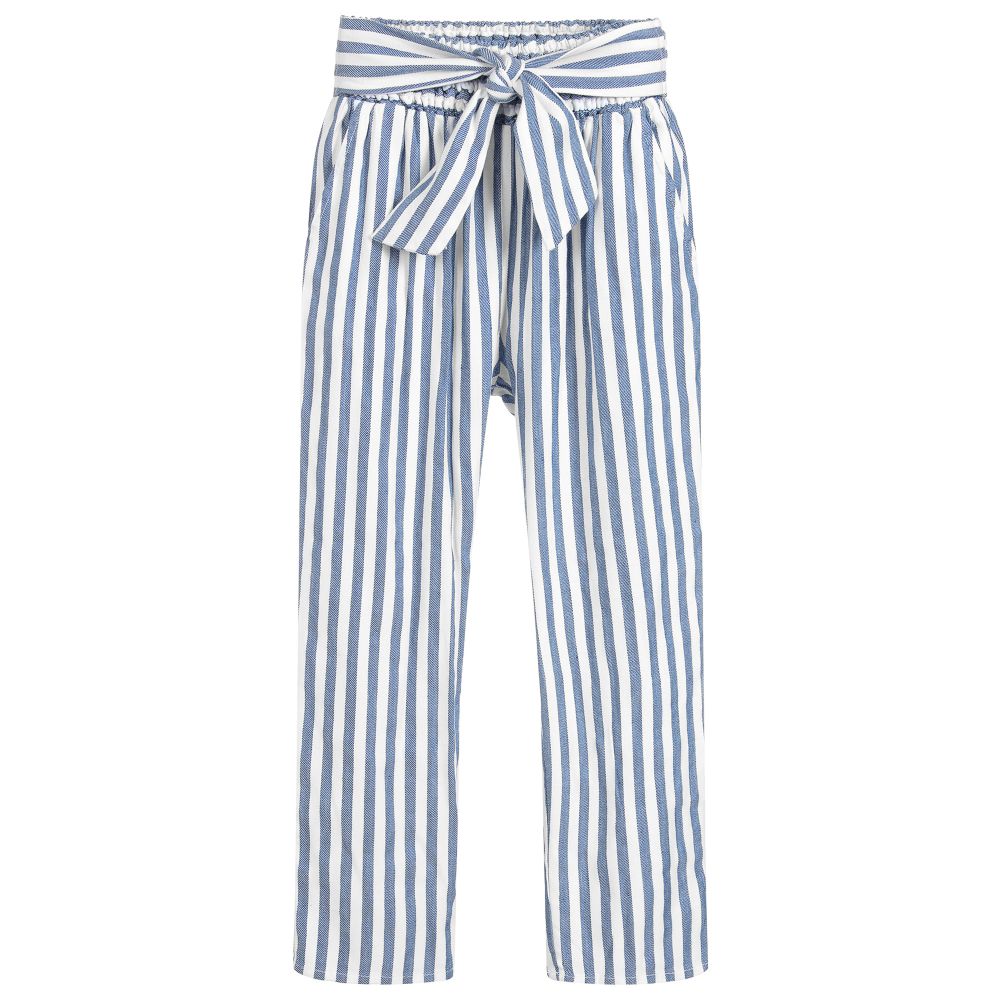 Mayoral - Girls Blue & White Trousers | Childrensalon